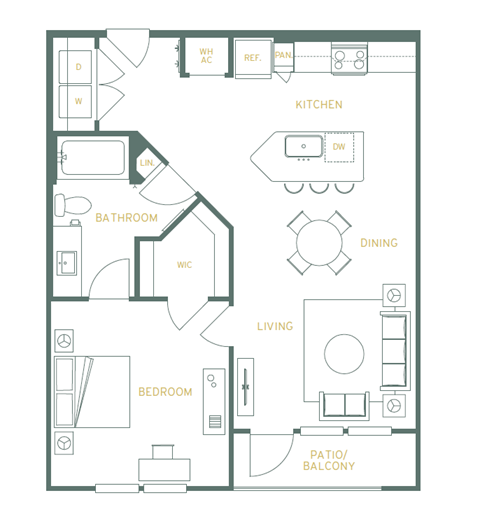 a floor plan of a 1 bedroom floor plan